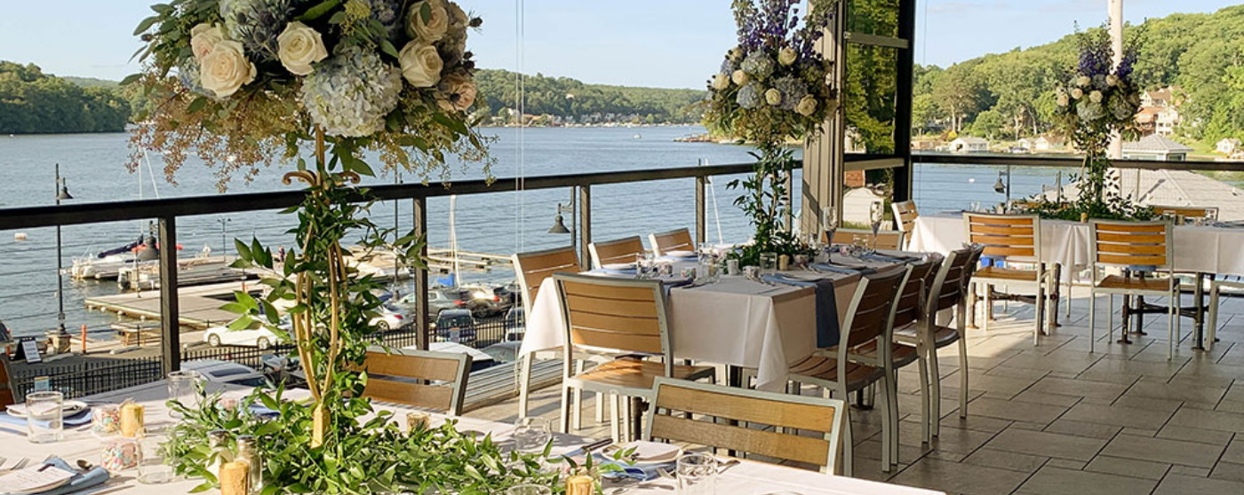 Alice's outdoor pavilion decorated for wedding reception