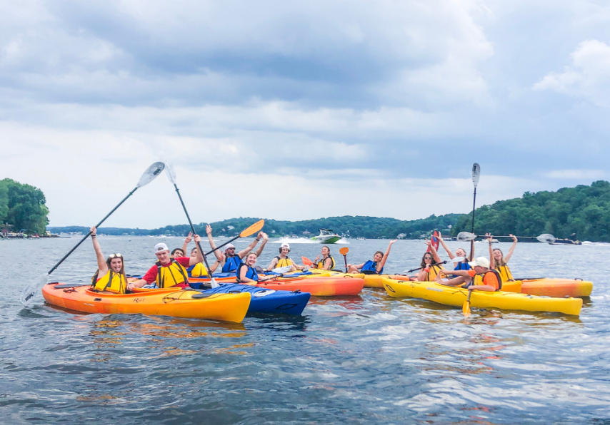 Group kayaking