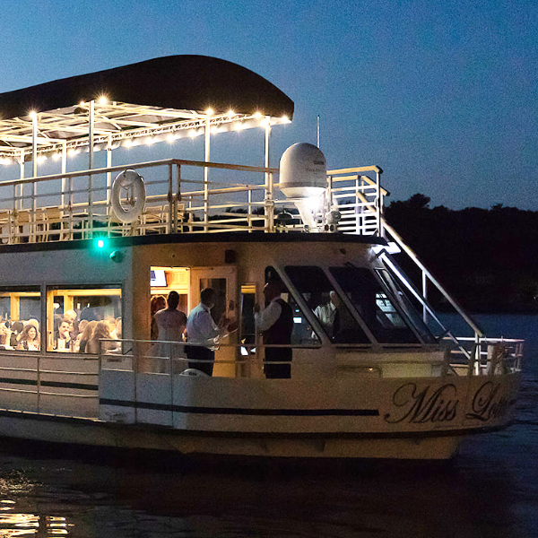 Miss Lotta on Lake Hopatcong at night